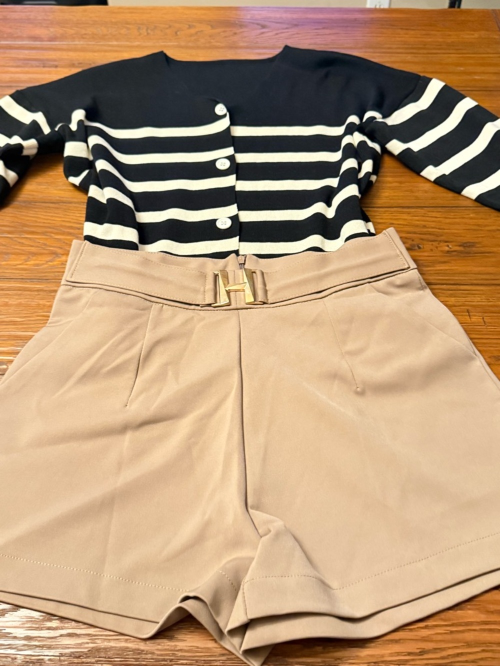 Beige High-Waist Tailored Women’s Shorts